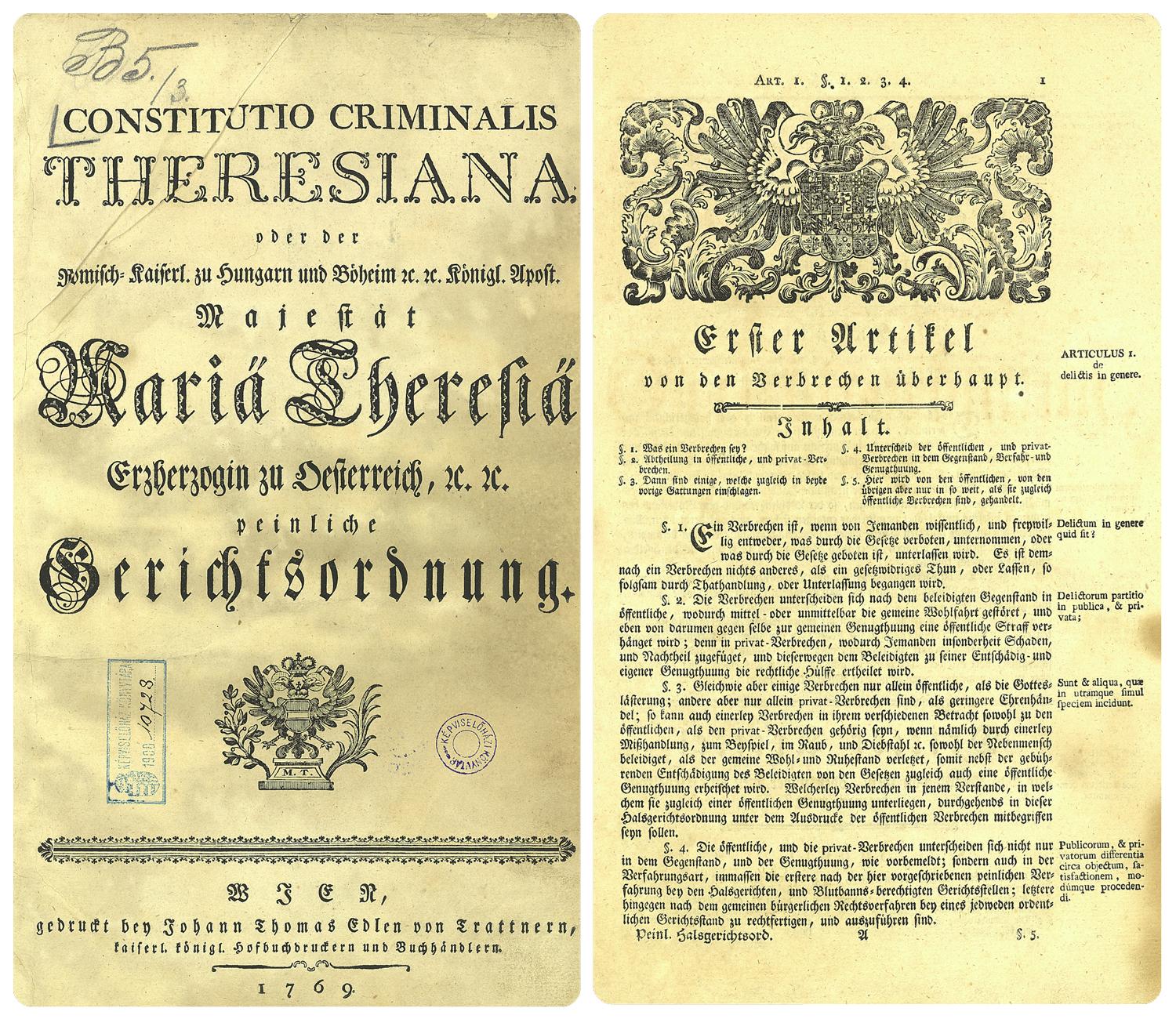 Trestní právo v Českých zemích III. – Habsburkové 